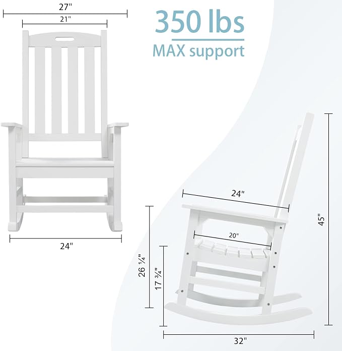 Psilvam Oversized Outdoor Rocking Chair, - Image 3
