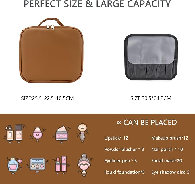 Makeup Bag with Led Mirror, Travel Makeup Organizer with 3 Color Setting & 10X - Image 2