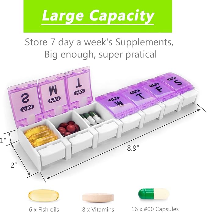 Extra Large Weekly Pill Organizer 2 Times a Day - Image 2