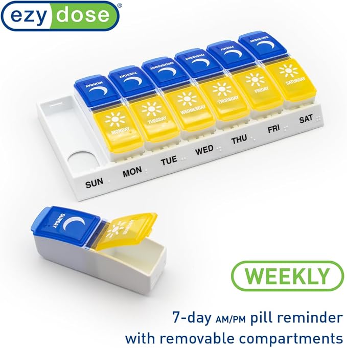 EZY DOSE Weekly AM/PM Pill Organizer, Daily Vitamin Container and Medicine Box - Image 4