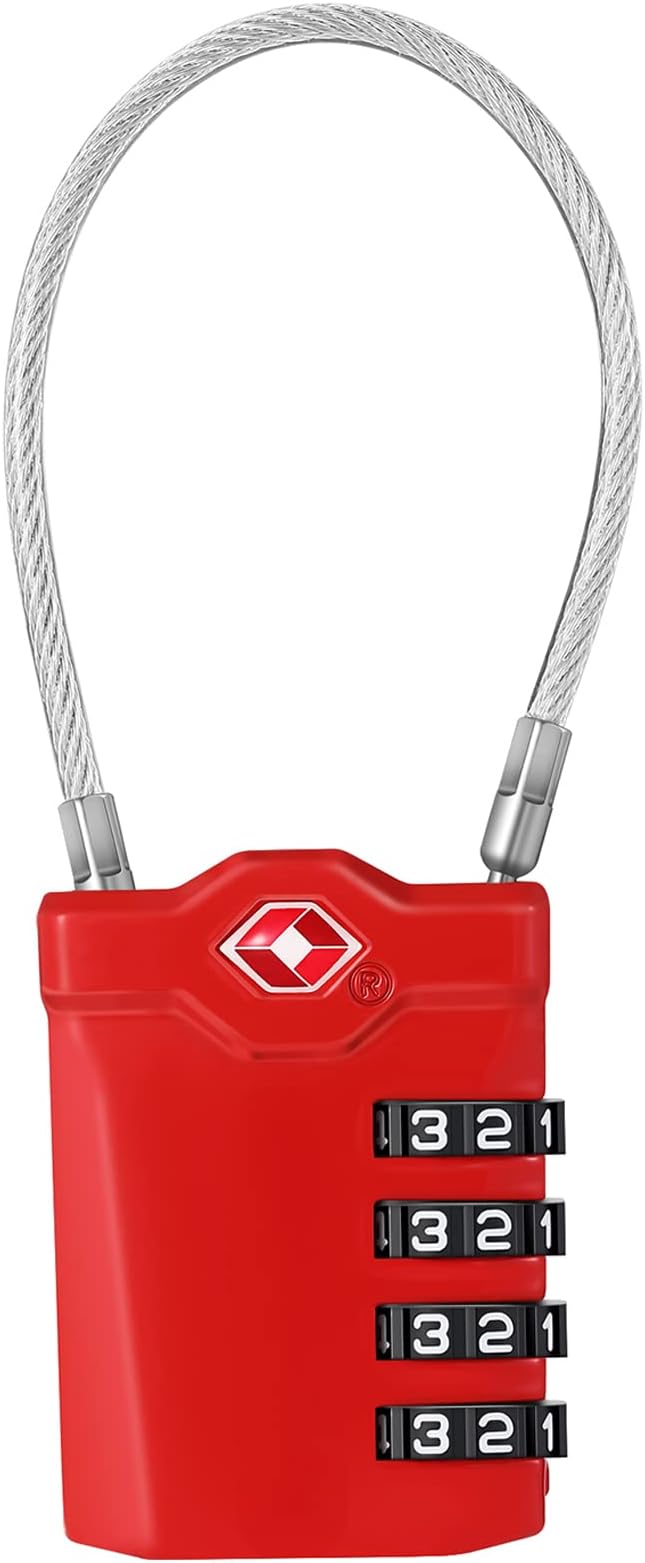 ZHEGE TSA Cable Luggage Lock, 4 Digit Zipper Lock by ZHEGE
