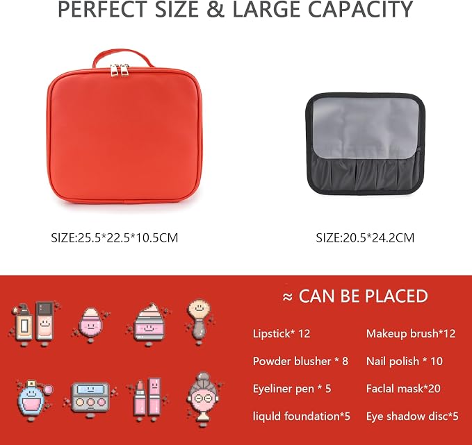 Makeup Bag with Led Mirror, Travel Makeup Organizer with 3 Color Setting - Image 2
