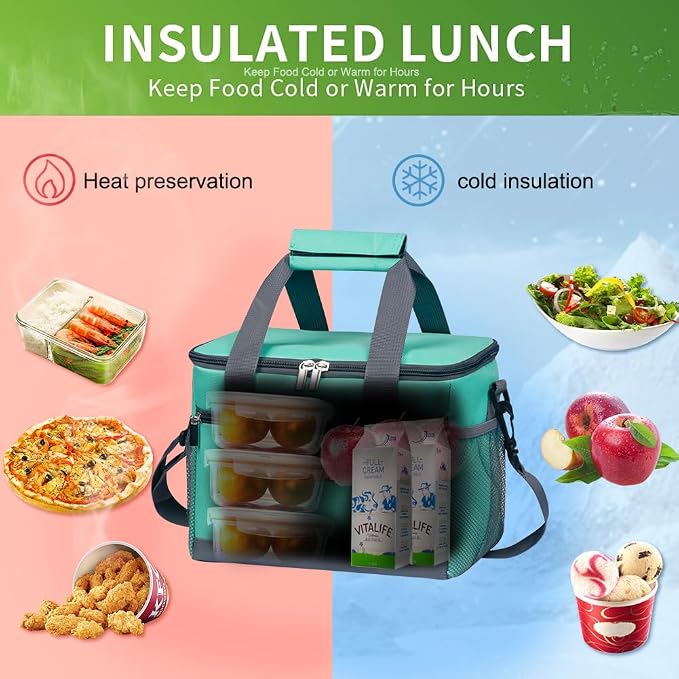 iknoe Large Foldable Cooler Bag, 8.5L Insulated Lunch Bag, Leakproof Lunch - Image 2