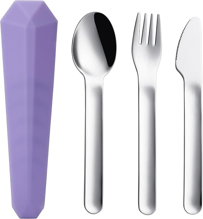 DEVICO Travel Utensils with Case, Reusable Camping Silverware Cutlery, 18/8 by DEVICO
