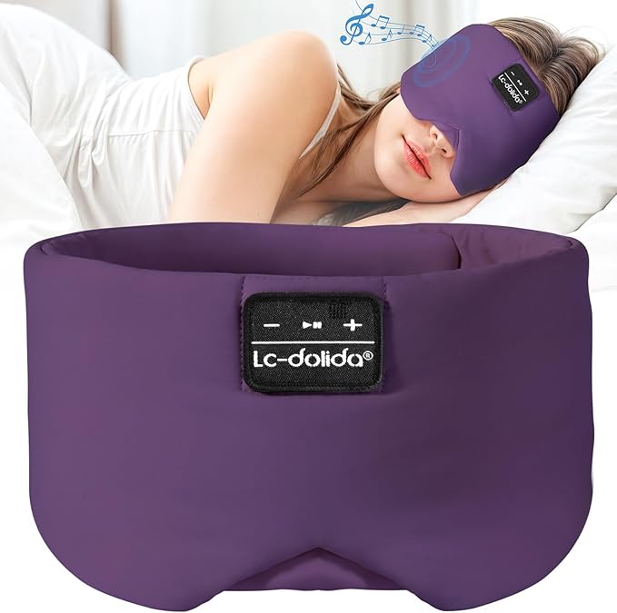 LC-dolida Sleep Mask with Bluetooth Headphones, Ice Silk Sleep Headphones with by LC-dolida