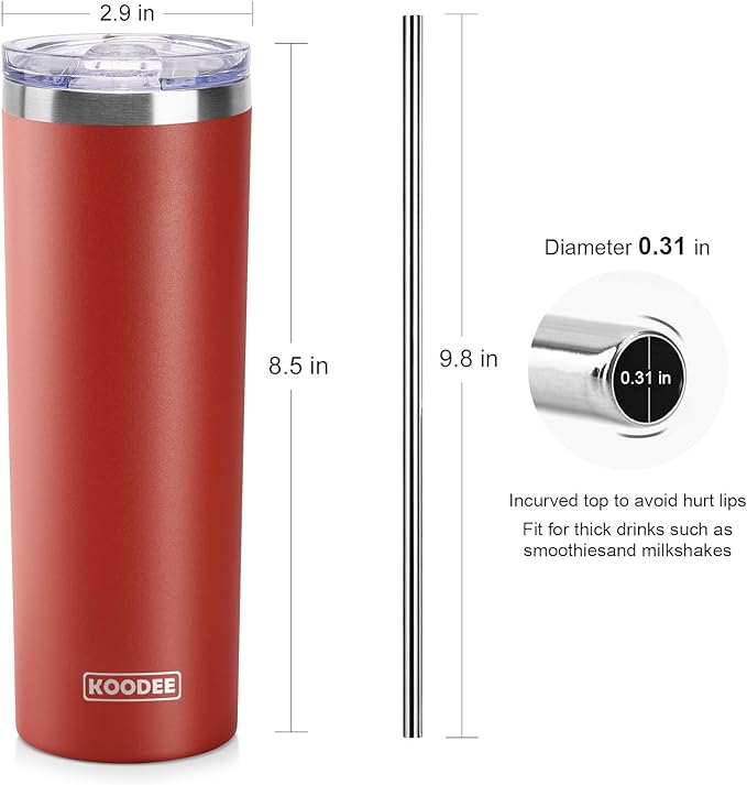 koodee Coffee Tumbler 20 oz Stainless Steel Double Wall Vacuum Insulated Skinny - Image 5