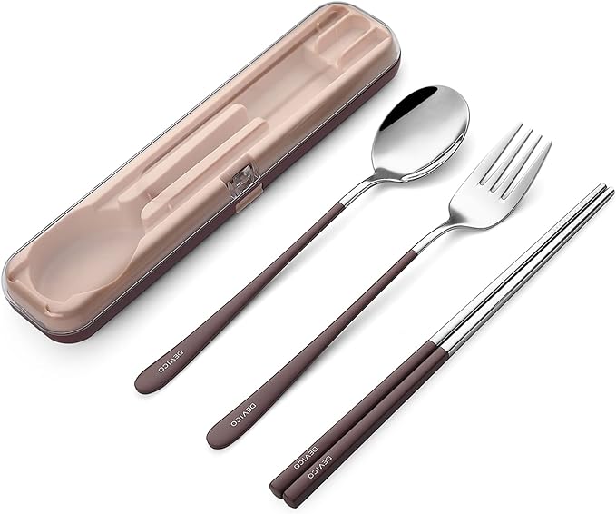DEVICO Portable Utensils, Travel Reusable Silverware Flatware Set by DEVICO