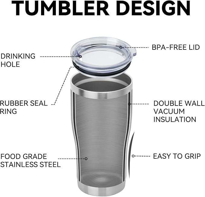 DOMICARE 20oz Tumbler with Lid Stainless Steel Tumblers Bulk, Double Wall - Image 4
