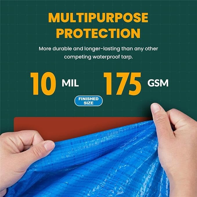 Trademark Supplies Tarp Cover Silver/Black Heavy Duty Thick Material, Waterproof - Image 3