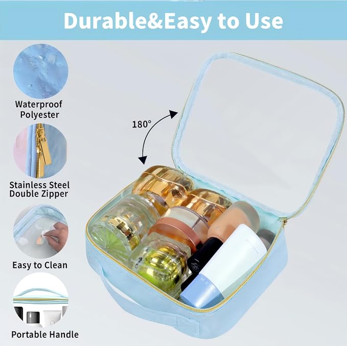 TSA Approved Travel Toiletry Bag, 3 Pack Clear Makeup Bags - Image 3