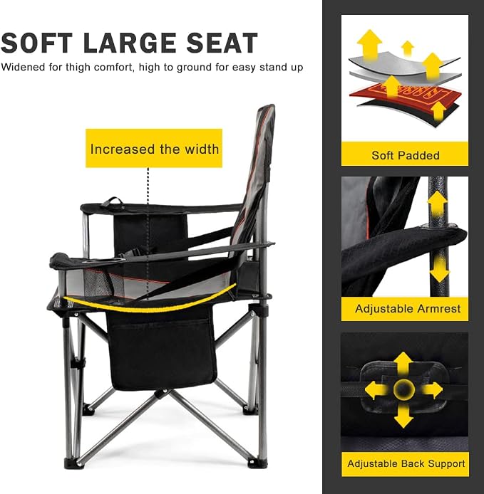 FAIR WIND 2 Pack Oversized Fully Padded Camping Chair - Image 3
