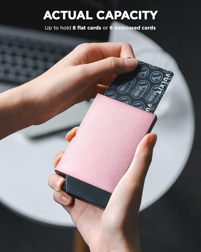 VULKIT Pop up Card Holder Minimalist Credit Card Holder RFID Blocking Slim - Image 2