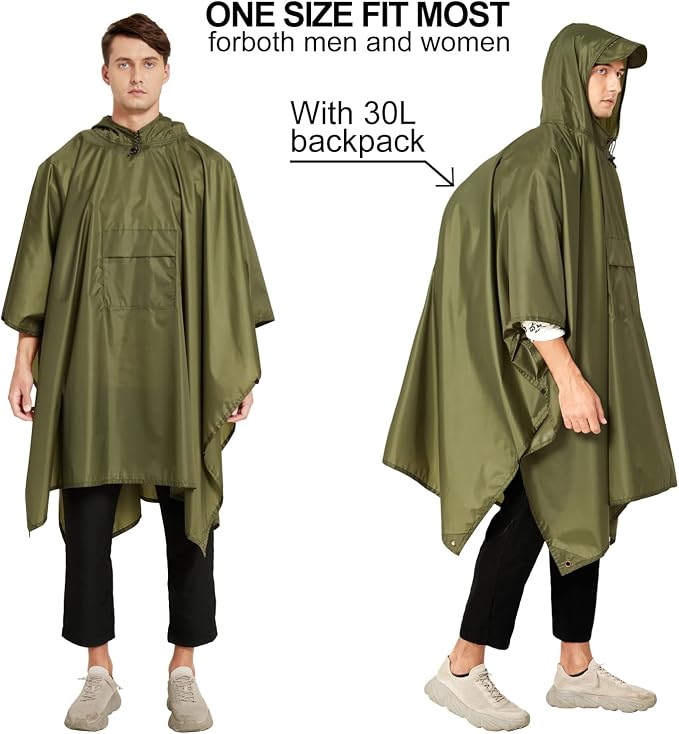 salamra Hooded Rain Poncho Waterproof Raincoat Jacket - Image 6
