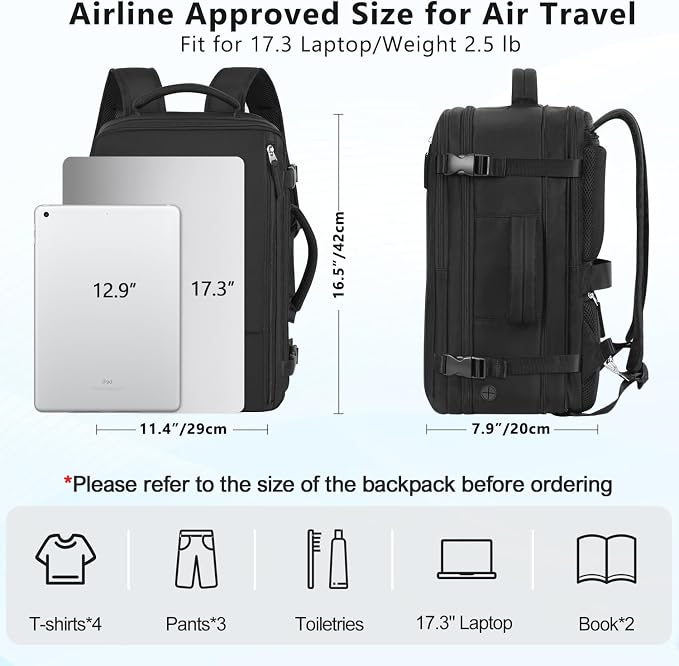 Travel Backpack for Women, Large Carry On Backpack for Travel, Waterproof - Image 2