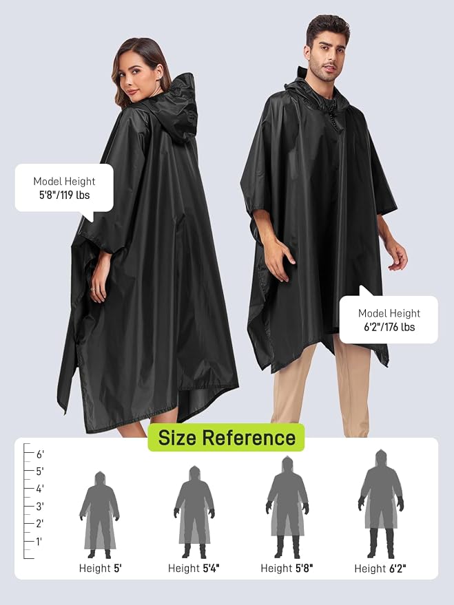 SaphiRose Hooded Rain Poncho Waterproof Raincoat Jacket - Image 2