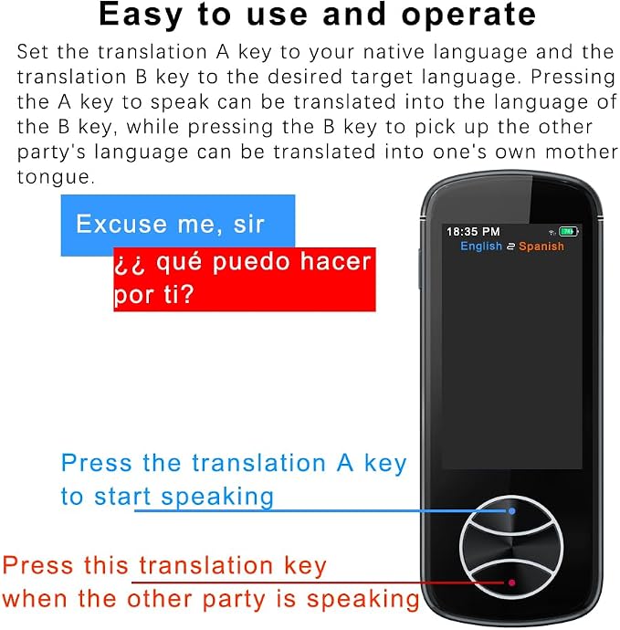 Language Translator Device No WiFi Needed, AI Translator Two Way Real Time - Image 3