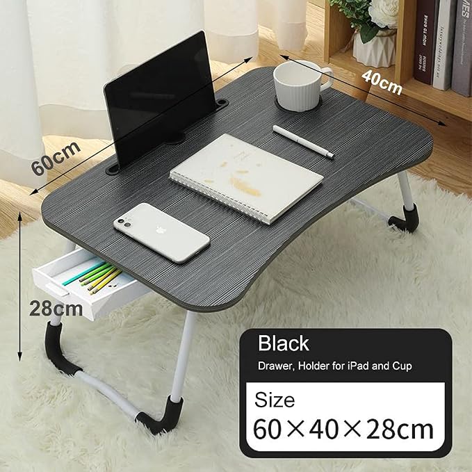 Home Office Lap Desk with Storage Drawer, Cup and Phone Holder, Laptop Bed Tray - Image 2