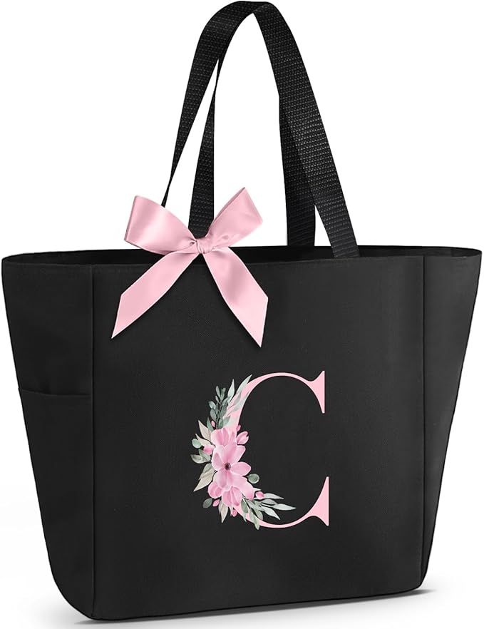Vavabox Tote Bag, A-Z Initial Monogrammed Waterproof Tote Bag, Bridesmaid Gifts by Vavabox
