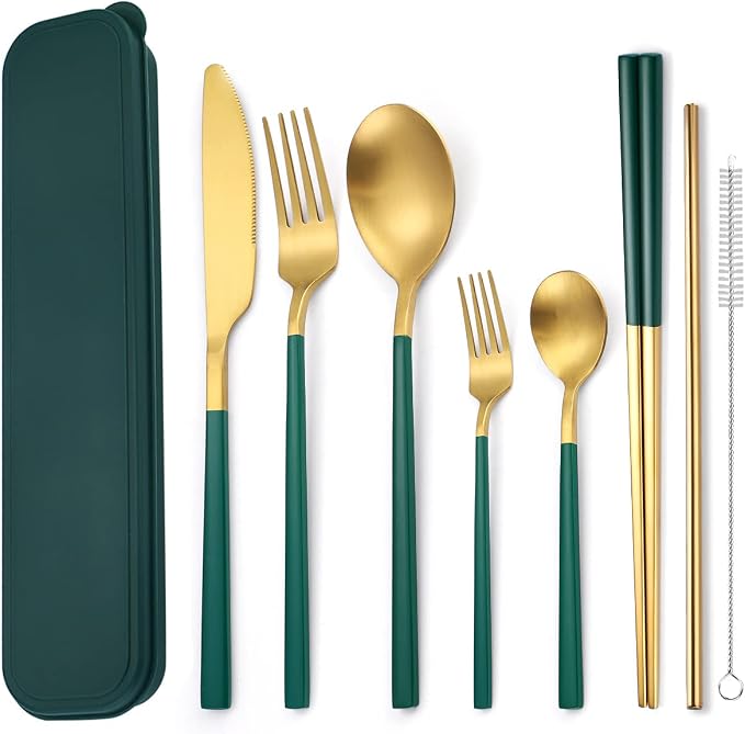 AARAINBOW 6 Pieces Stainless Steel Flatware Set Portable Reusable Cutlery Set by AARAINBOW