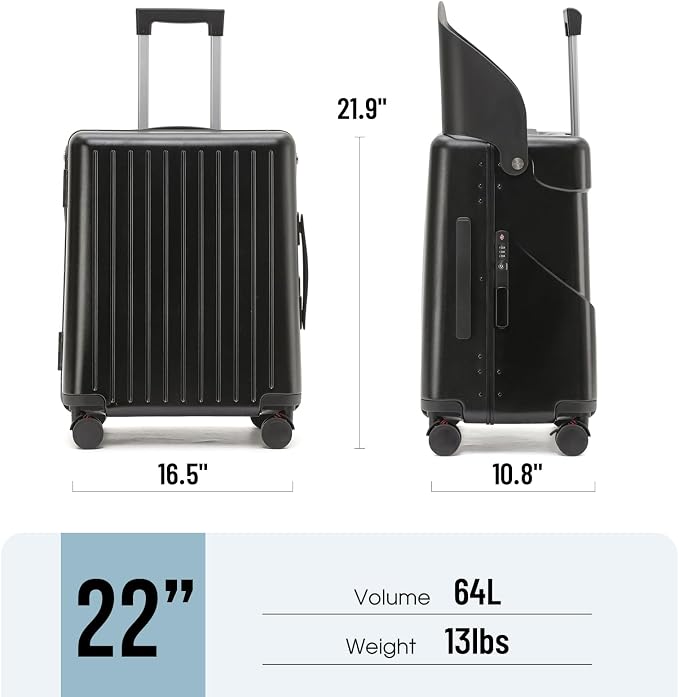Hardside 22'' Luggage with Seat - Image 6
