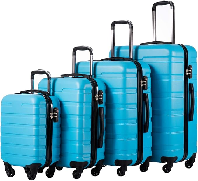 Coolife Luggage 4 Piece Set Suitcase Spinner Hardshell Lightweight TSA Lock by COOLIFE