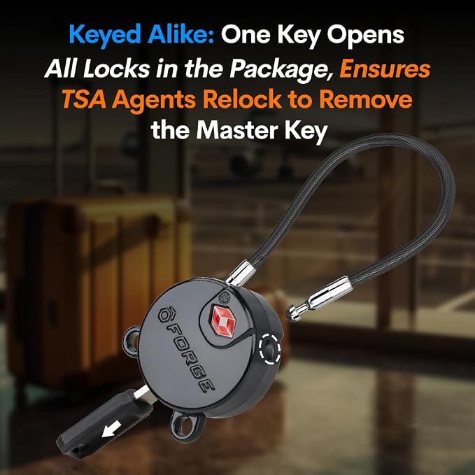 Forge TSA Approved Luggage Locks Ultra-Secure Dimple Key Travel Locks - Image 4