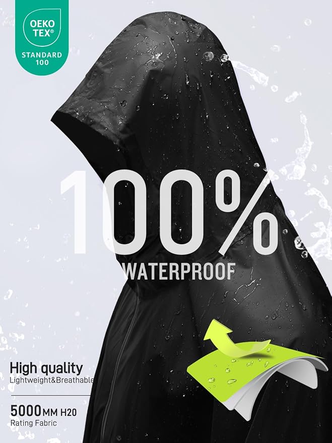 SaphiRose Hooded Rain Poncho Waterproof Raincoat Jacket - Image 3