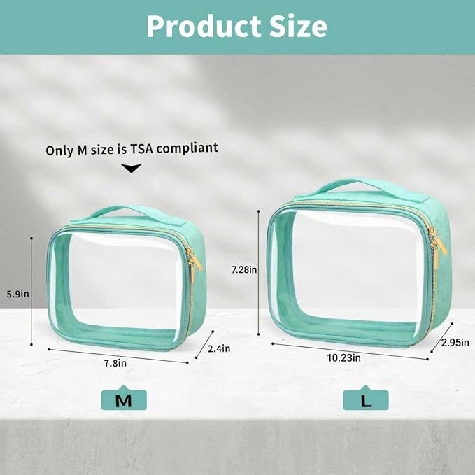 TSA Approved Travel Toiletry Bag, 2 Pack Clear Makeup Bags - Image 3