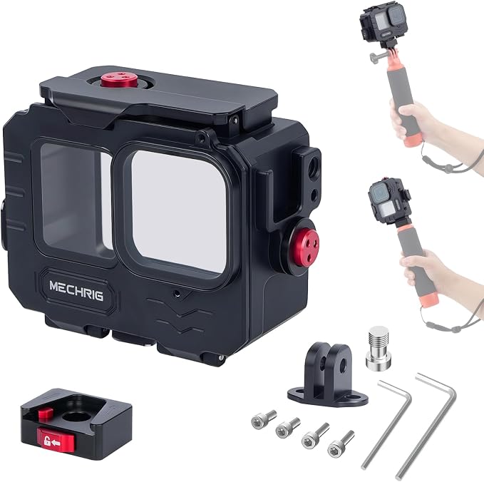 Aluminum Waterproof Case for GoPro HERO13 Black HERO12 HERO11 HERO10 HERO9 by Mechrig