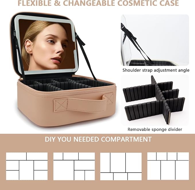 Travel Makeup Bag for Makeup Artists Large Makeup Case, - Image 2
