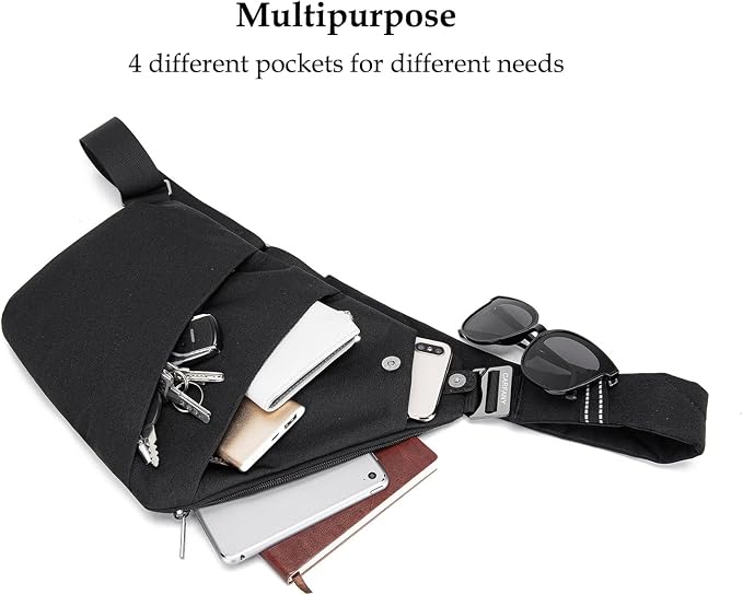 Anti-Theft Crossbody Sling Bag Unisex Slim Water Resistant Shoulder Bag Outdoor - Image 2