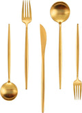 Matte Gold Silverware Set for 4, IBIILII JEFF 20 Pieces Stainless Steel by IBIILII+JEFF