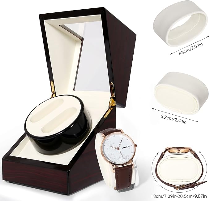 Uten Automatic Watch Winder Box Luxury Wooden Watch Storage Case, Double Watch - Image 5
