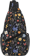 SUPLUCHOM Sling Bag Vintage Botanical Flower Wildflower Hiking Daypack by SUPLUCHOM