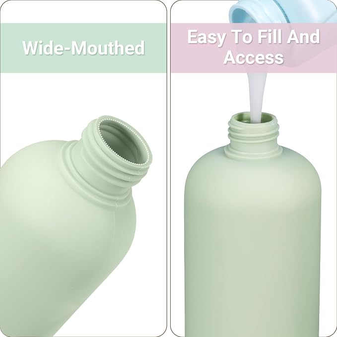 ASEVAT 13.5oz 4Pcs Green Plastic Refillable Travel Shampoo and Conditioner - Image 7