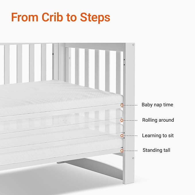 EvoNest Baby Crib, 6 in 1 Convertible Mini Crib - Image 6