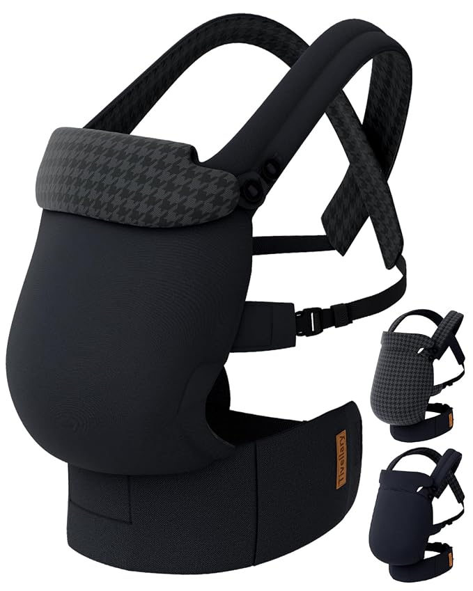 Reversible Baby Carrier – Black Solid & Houndstooth; Lightweight & Breathable by Tivellary