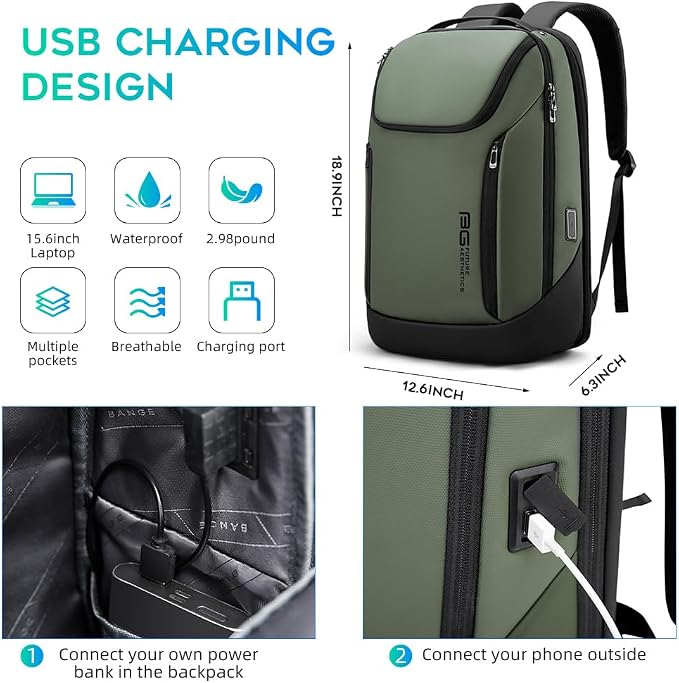 BANGE Business Smart Backpack Waterproof fit 15.6 Inch Laptop Backpack - Image 5
