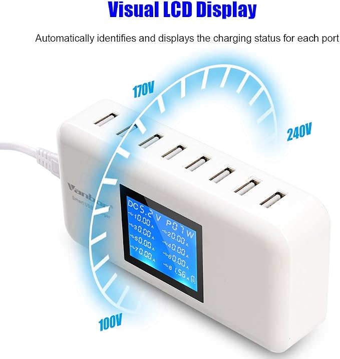 60W/12A 8-Port Desktop Charging Station Multiple USB, Tablet and More - Image 3