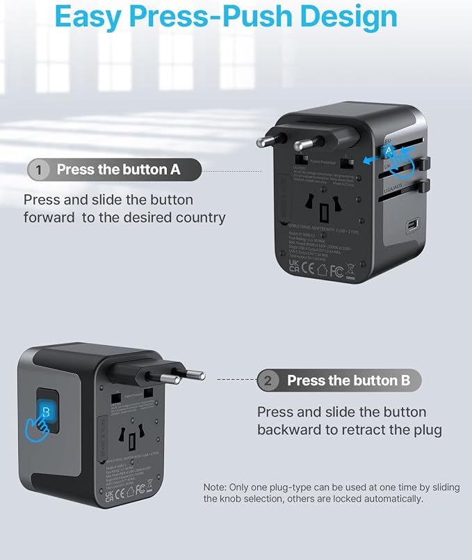 Universal Travel Adapter, VINTAR International Power Adapter - Image 3
