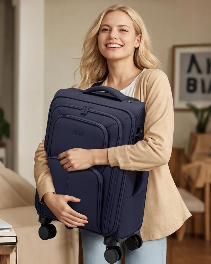 LOVEVOOK Carry On Luggage 22x14x9 Airline Approved, 22 Inch Softside Suitcases - Image 9