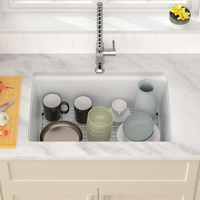 Dcolora 28 Inch White Undermount Kitchen Sink Workstation Single Bowl Modern - Image 3