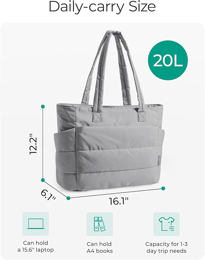 BAGSMART Tote Bag for Women, Lightweight Puffy Tote Bag - Image 2