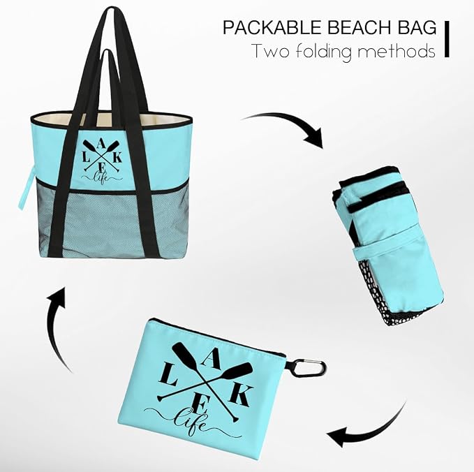 Sandproof Beach Bag with Zipper - Image 6