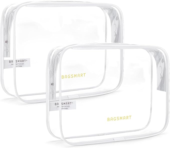 BAGSMART Clear Toiletry Bag, 2 Packs TSA Approved Water Resistant Quart Size by BAGSMART