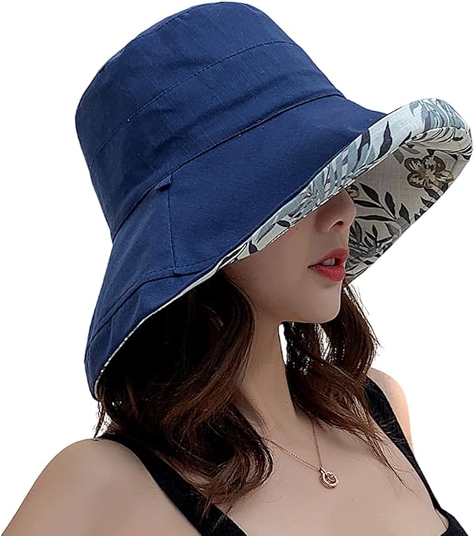 Women Wide Brim Sun Hats Metal Wired Edge Summer UV Protection Beach Fishing Hat by HUAMULAN
