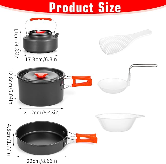 8pcs Camping Cookware Camping Pots and Pans Set - Image 2