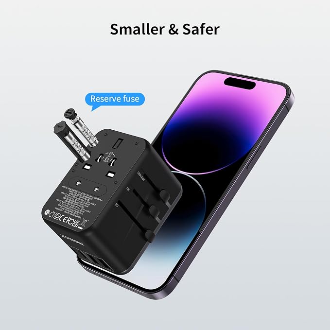 MOMAX Universal Travel Adapter, GaN 70W International Power Adapter, 3 USB-C PD - Image 8