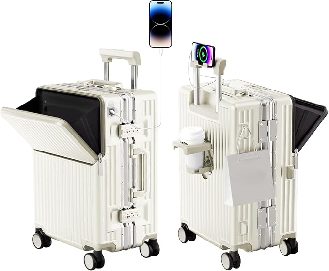 Zipperless Luggage, Polycarbonate Aluminum Hardshell, Expandable Carry-On by cycyCarry