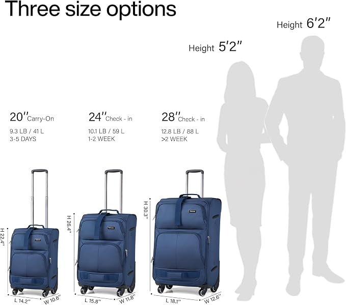 Hanke 20 Inch Softside Expandable Carry On Luggage - Image 3